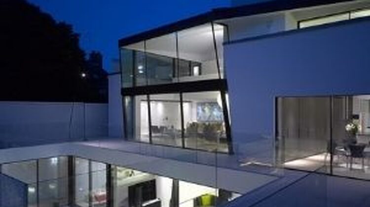 minimal windows slim sliding door on a contemporary new build home