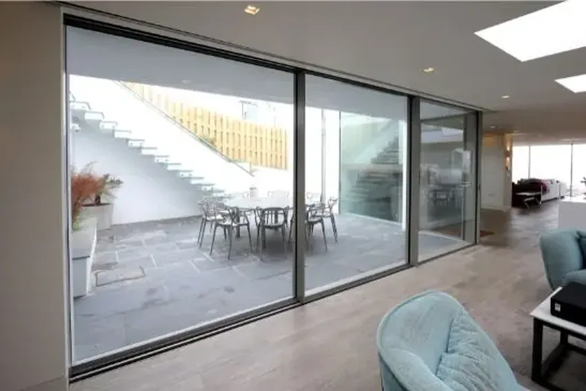 ultra slim sliding glass doors in a contemporary holiday home in conrwall