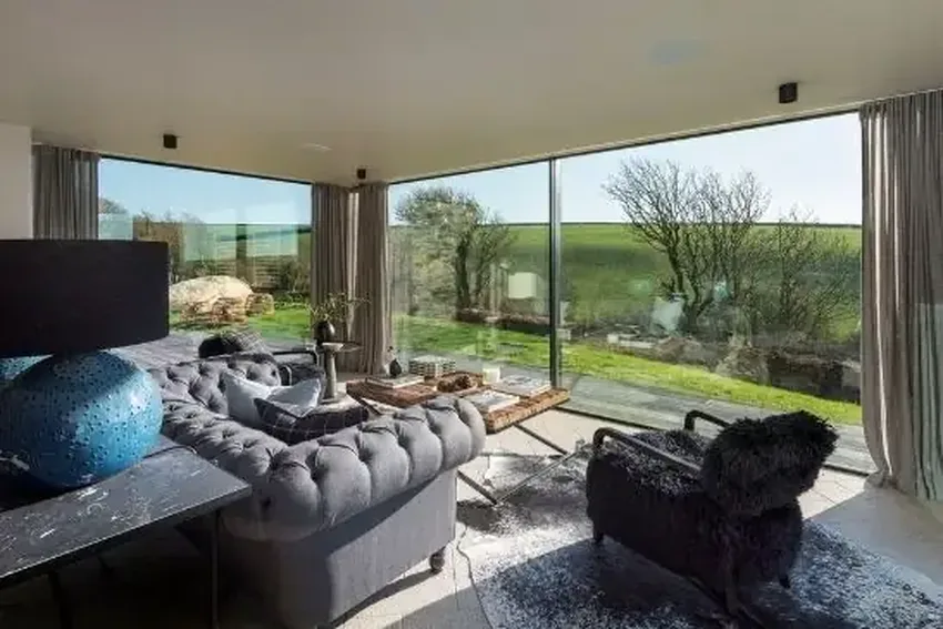 new build home in cornwall with aluminium slim sliding glass doors