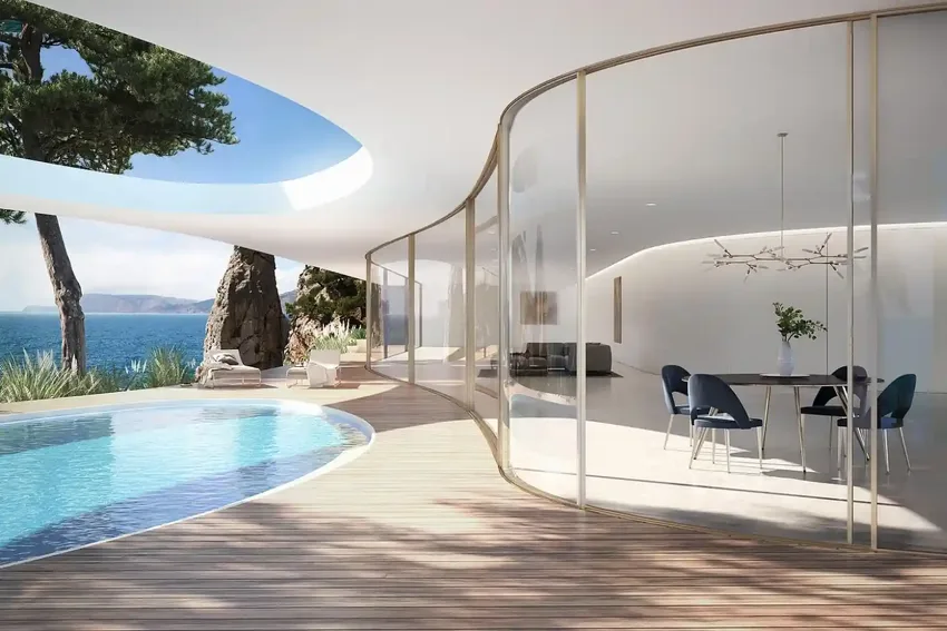 curved sliding glass door from minimal windows - luxury sliding doors with curved glass