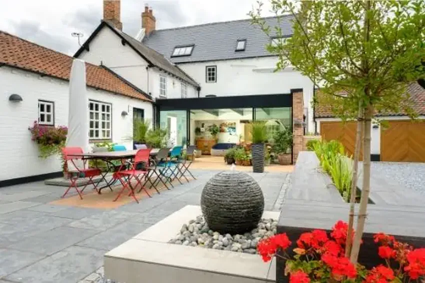 slim sliding glass doors in a rear extension in midlands traditional house