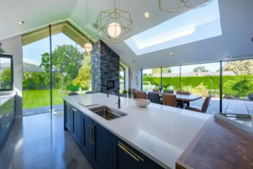 structural glazing, structural rooflight and minimal windows slim sliding glass doors