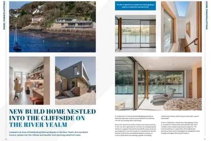 aluminium framed sliding glass doors in corner opening configuration in a new build home