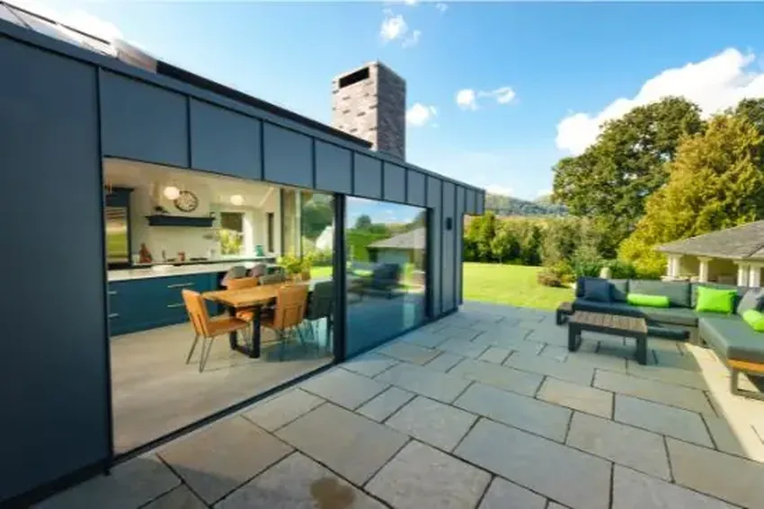 minimal windows slim framed sliding doors, flush threshold