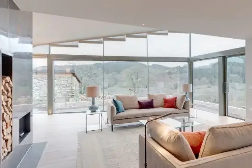 open corner configuration sliim sliding glass doors in south west England