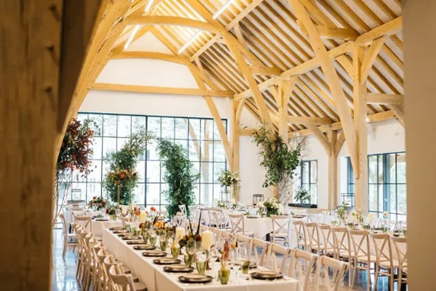 traditional wedding venue in Newbury with triple glazed steel look sliding doors
