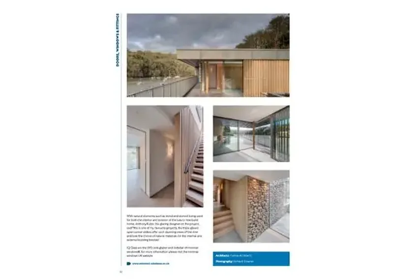 ultra-slim sliding glass doors in a open corner configuration in a contemporary new build house