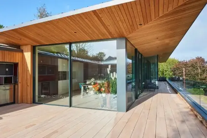 long sliding glass doors in the new build house in mawgan porth