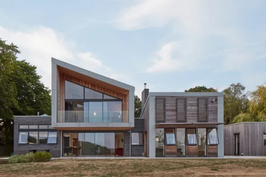 unique and innovative new build home in a green belt location with minimal windows slim sliding glass doors