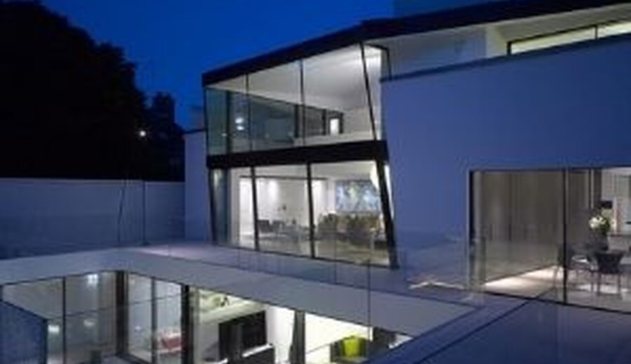 minimal windows slim sliding door on a contemporary new build home