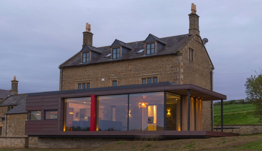 Open Corner Sliding Doors in Warwickshire for a Farmhouse Extension