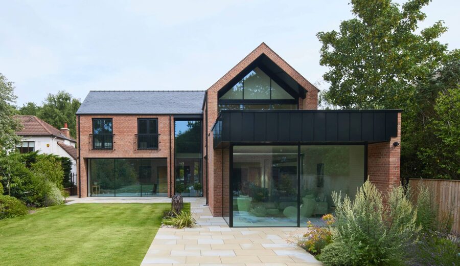 Garden View of Slim Sliding Glass Doors in Merseyside | Shireburn