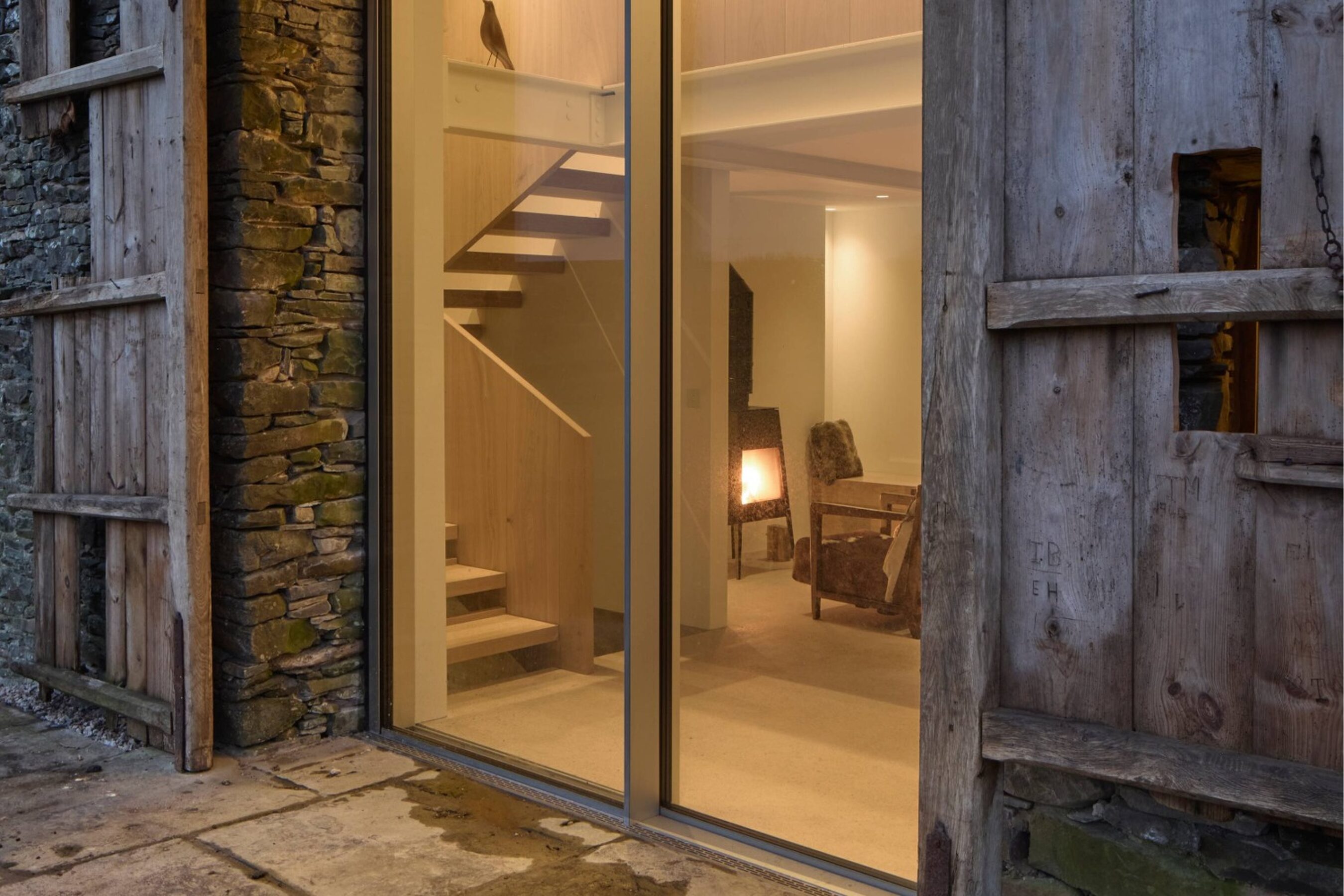 Close up of Triple Glazed Sliding Doors in Cumbria | Bank Barn