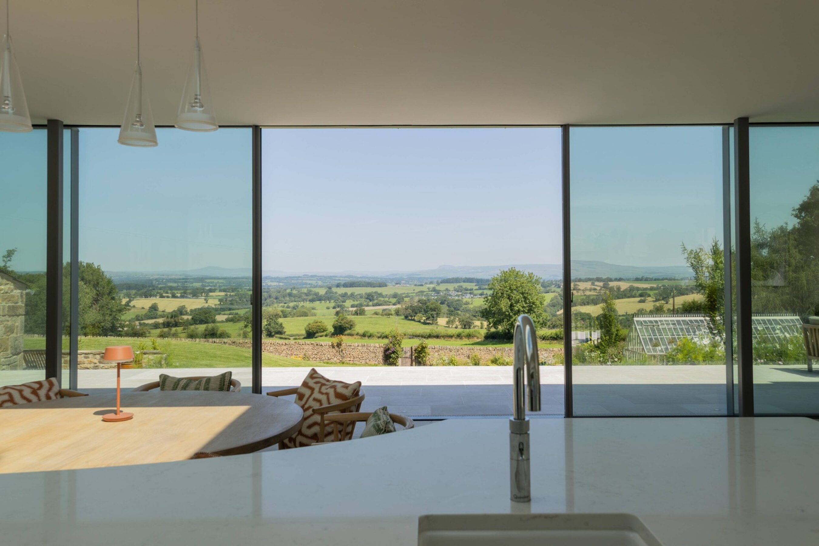 Panoramic View from Triple Glazed Sliding Doors in Lancashire | Martin Top Farm