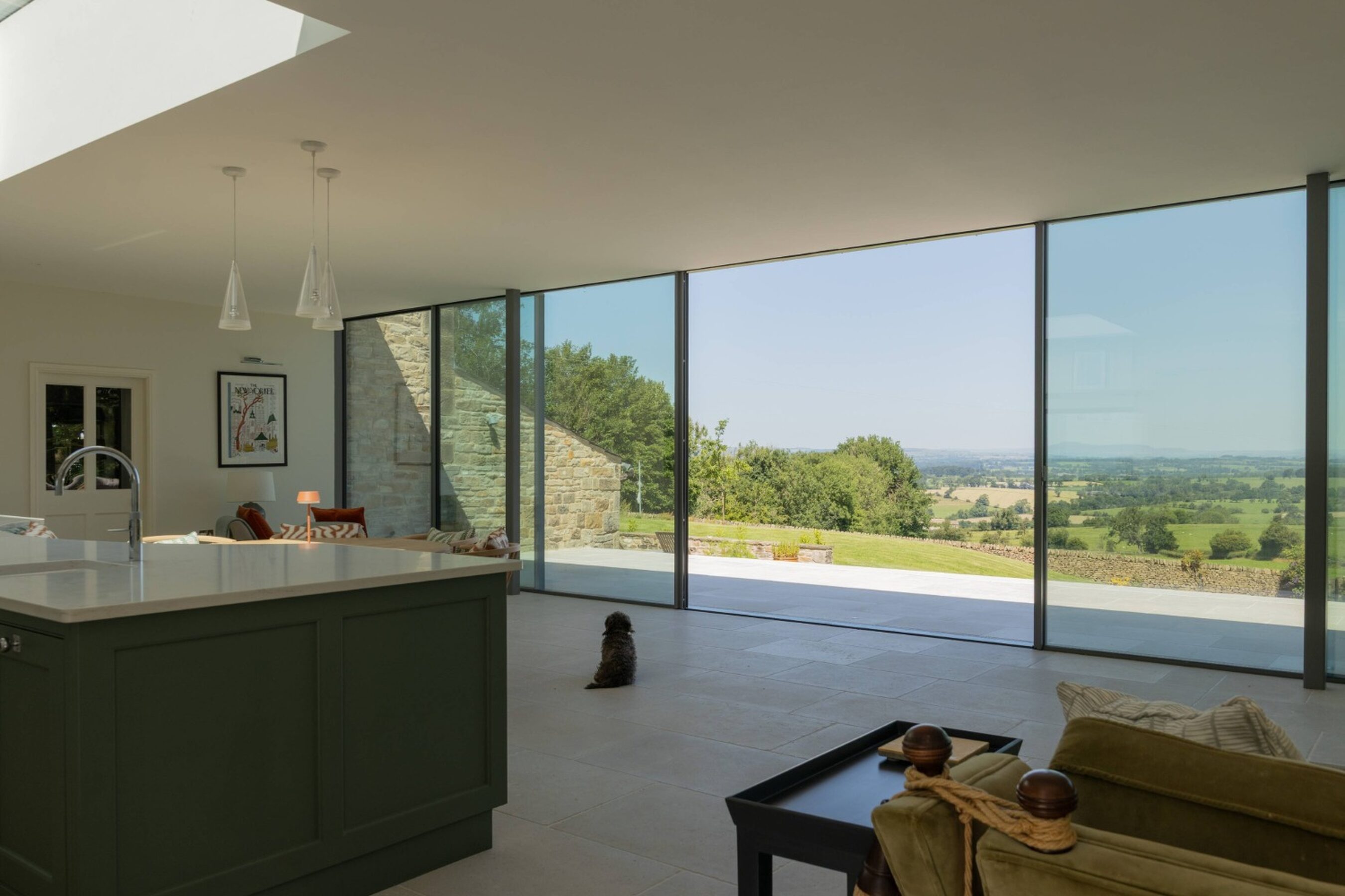 Kitchen View of Triple Glazed Sliding Doors in Lancashire | Martin Top Farm