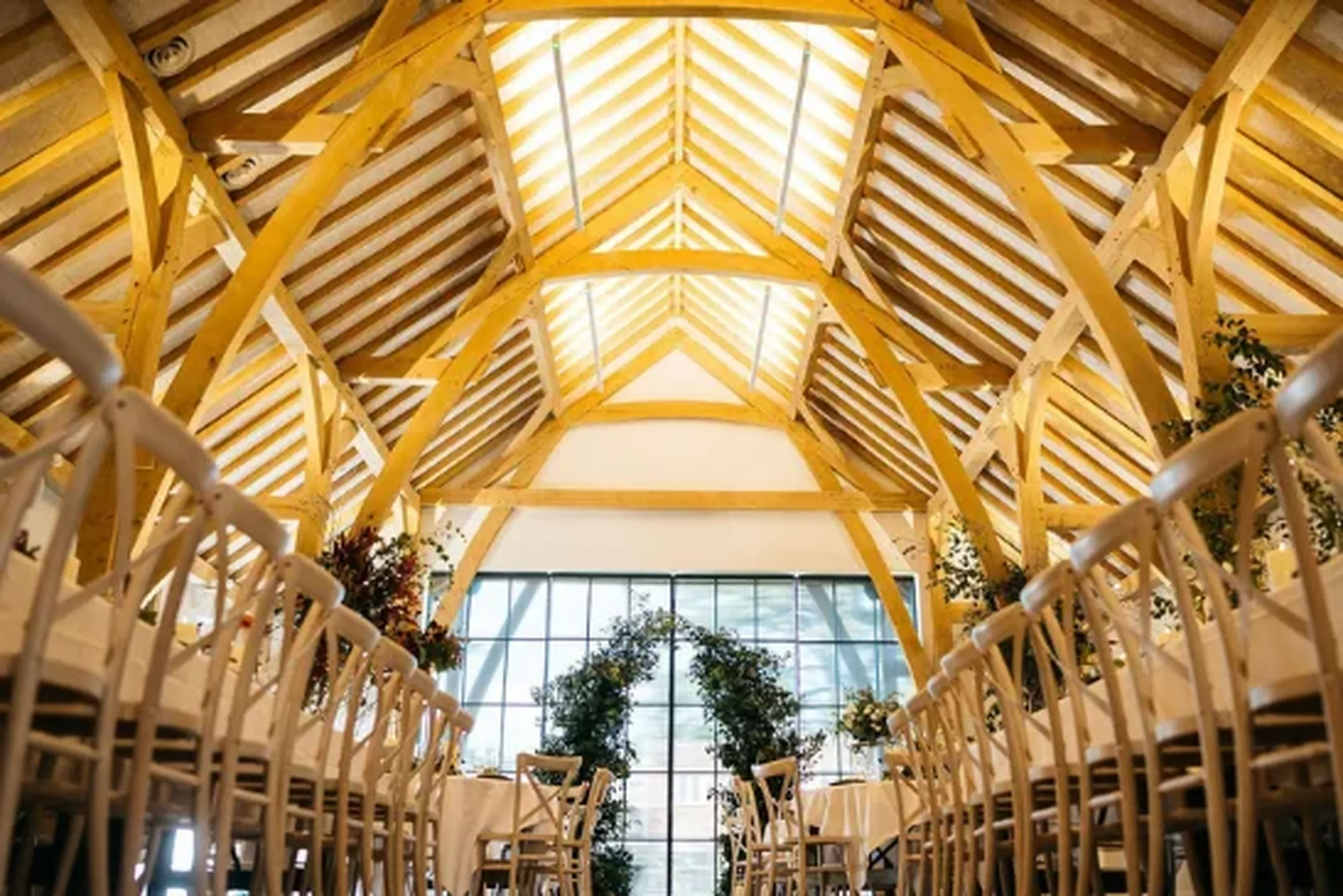 countryside wedding venue with steel look slim sliding doors from minimal windows