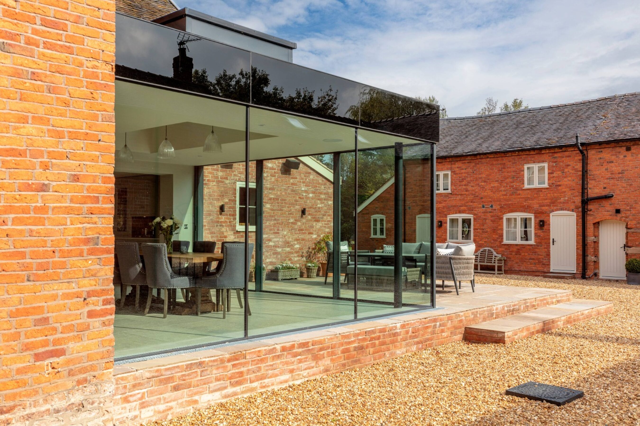 Fixed Panels on Glass Extension with Sliding Doors in Cheshire | Illidge Green