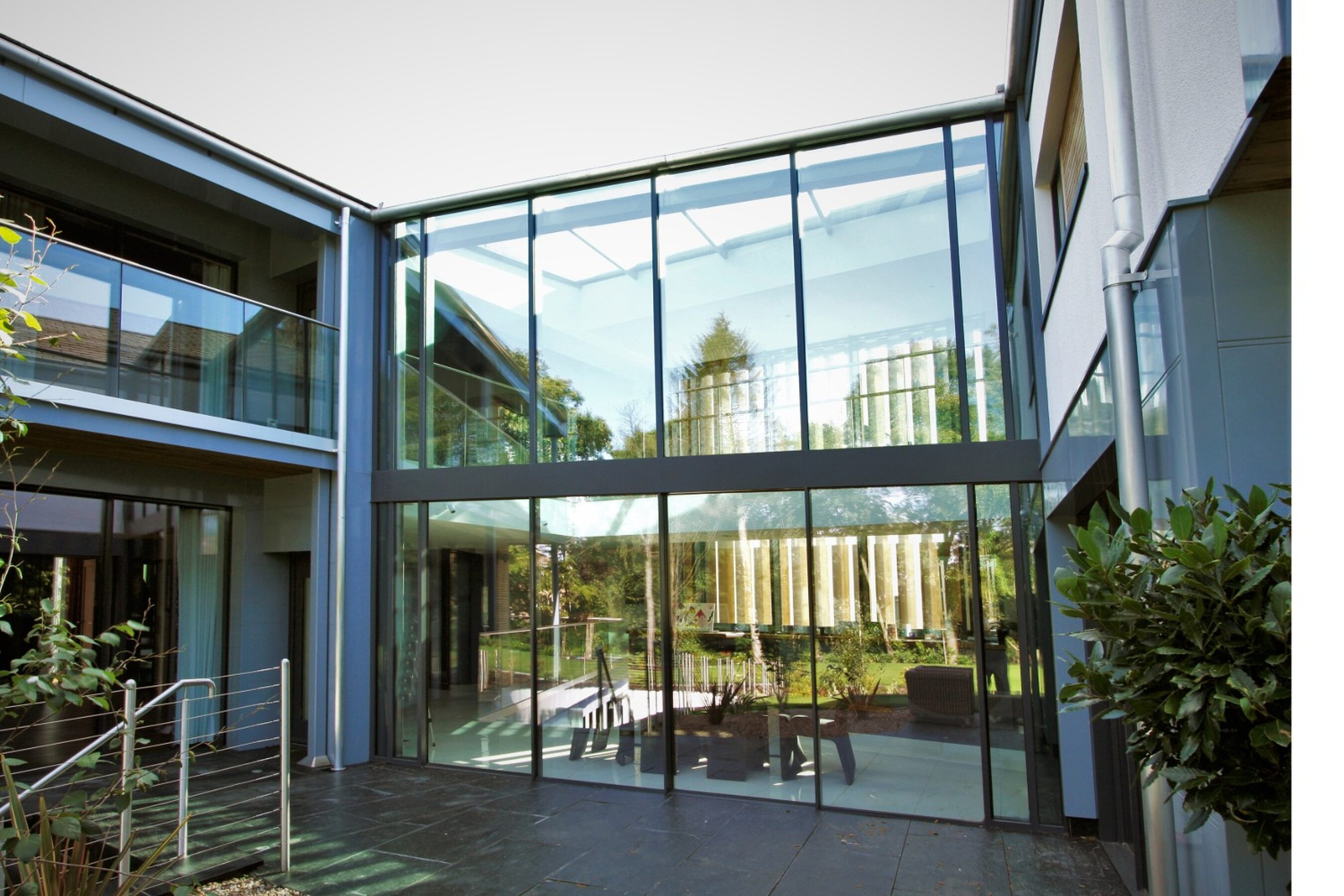 Double height glass link | Glass sliding doors in Yorkshire | Greenways