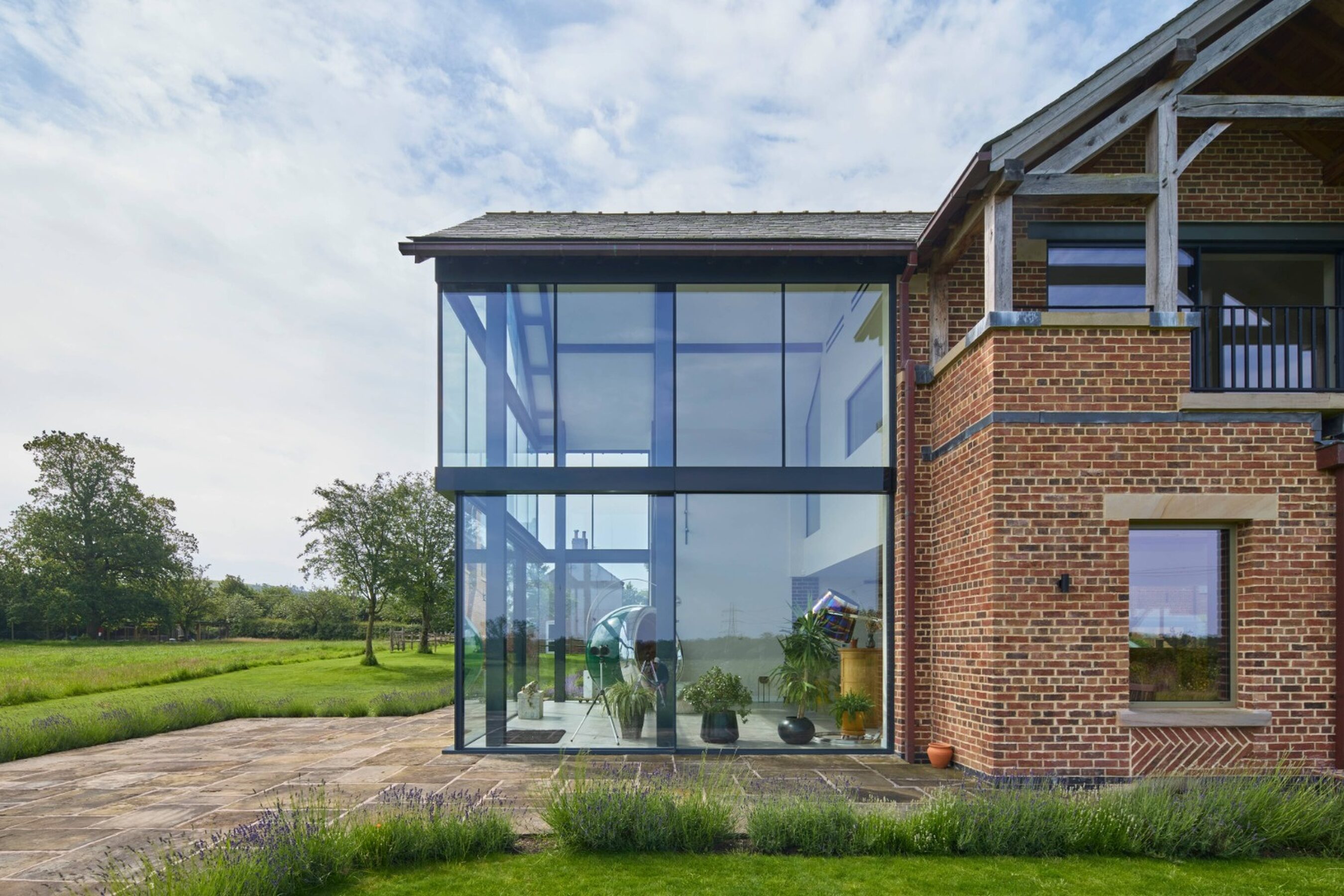 Side View of Slim Sliding Glass Doors in Cheshire | Fodens Farm