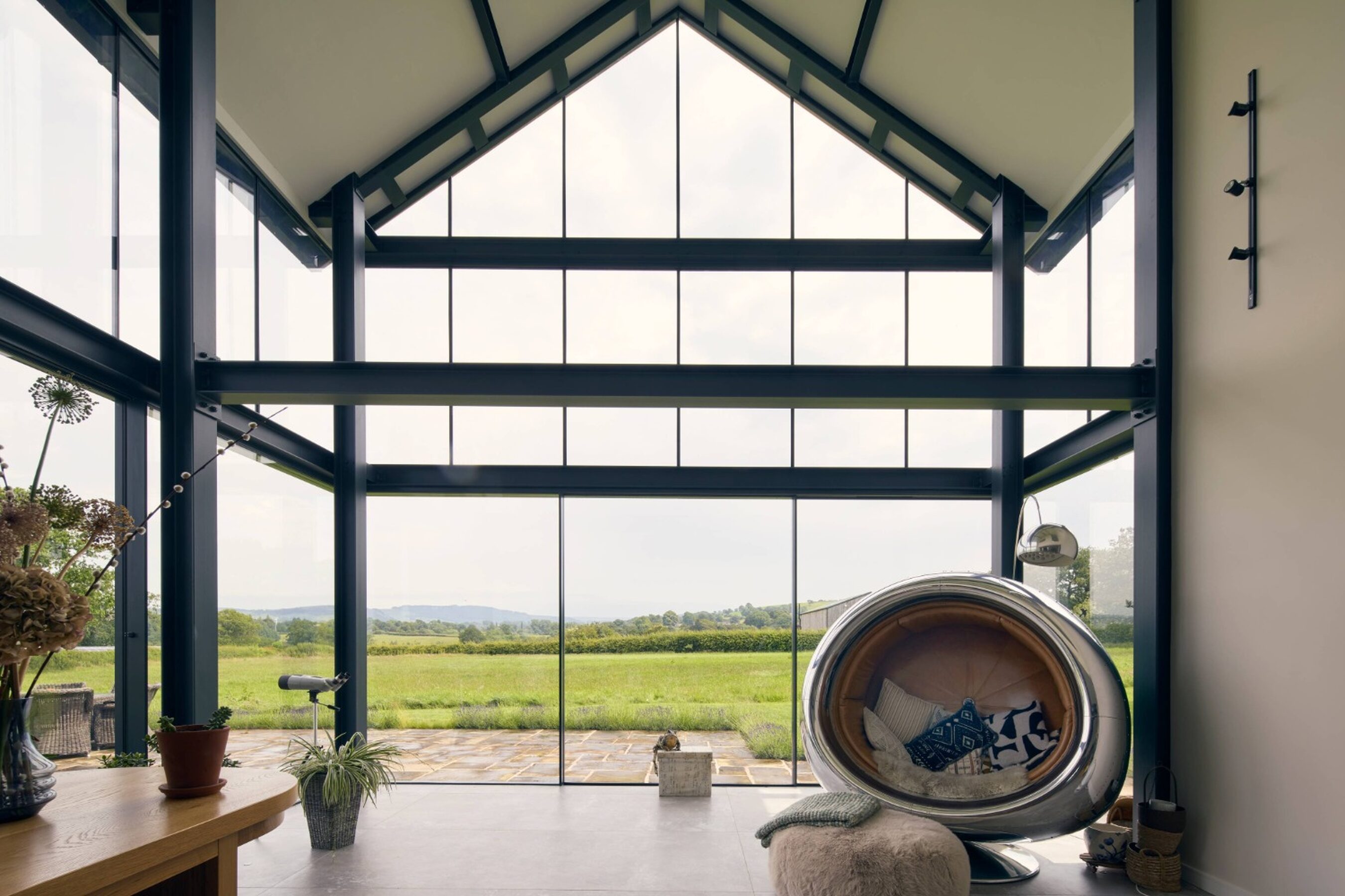 Internal View of Slim Sliding Glass Doors in Cheshire | Fodens Farm
