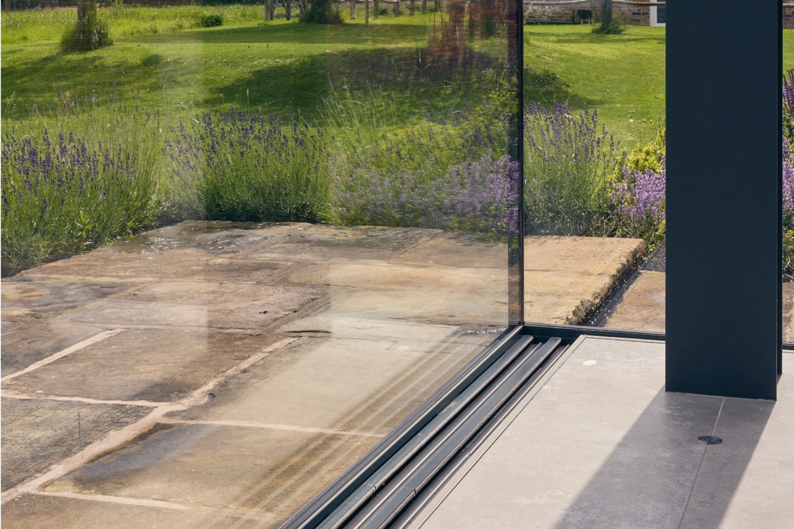 Closed Corner and Flush Threshold | Slim Sliding Glass Doors in Cheshire | Fodens Farm