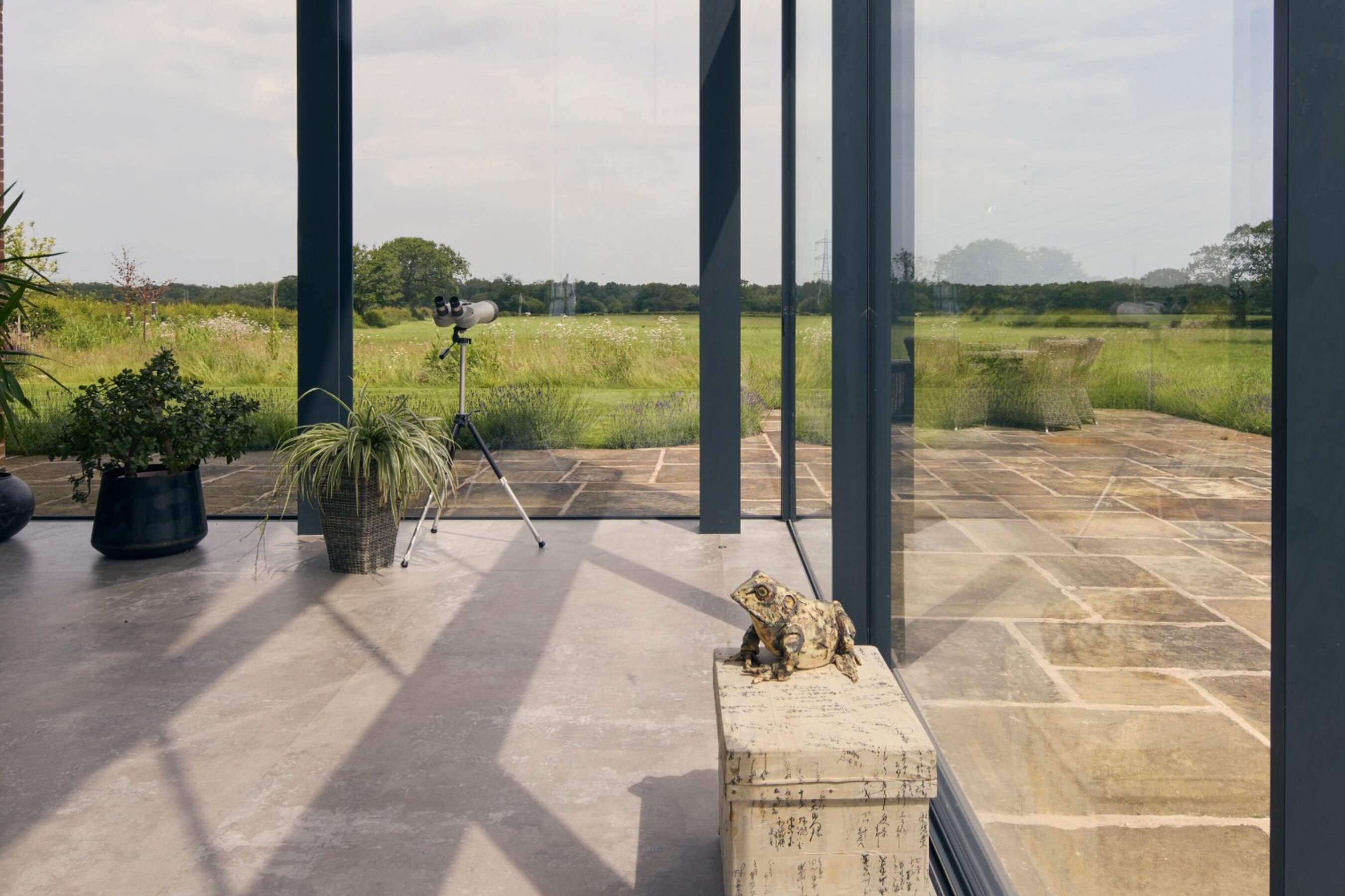 View through Slim Sliding Glass Doors in Cheshire | Fodens Farm