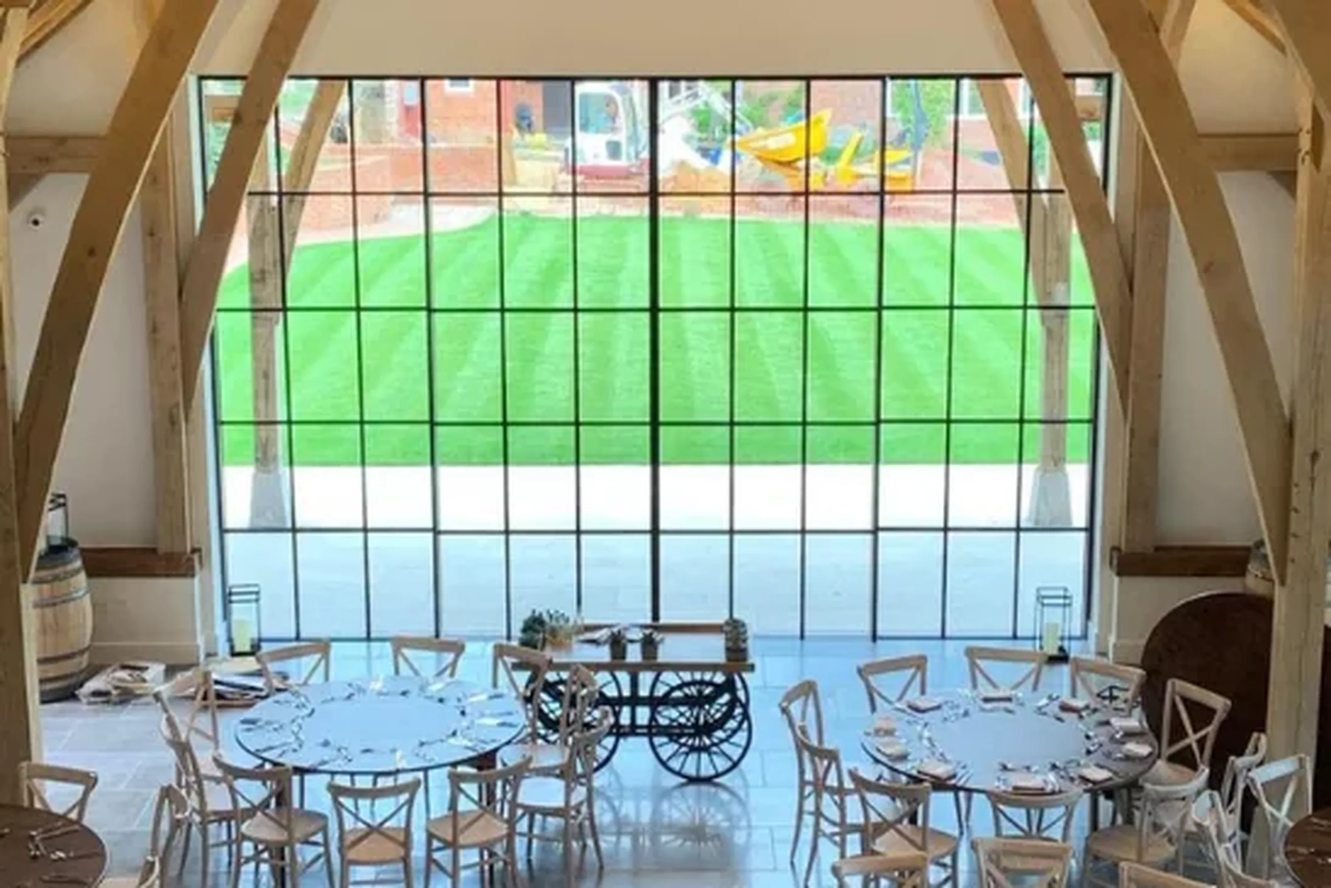 steel look aluminium sliding doors in a commercial project