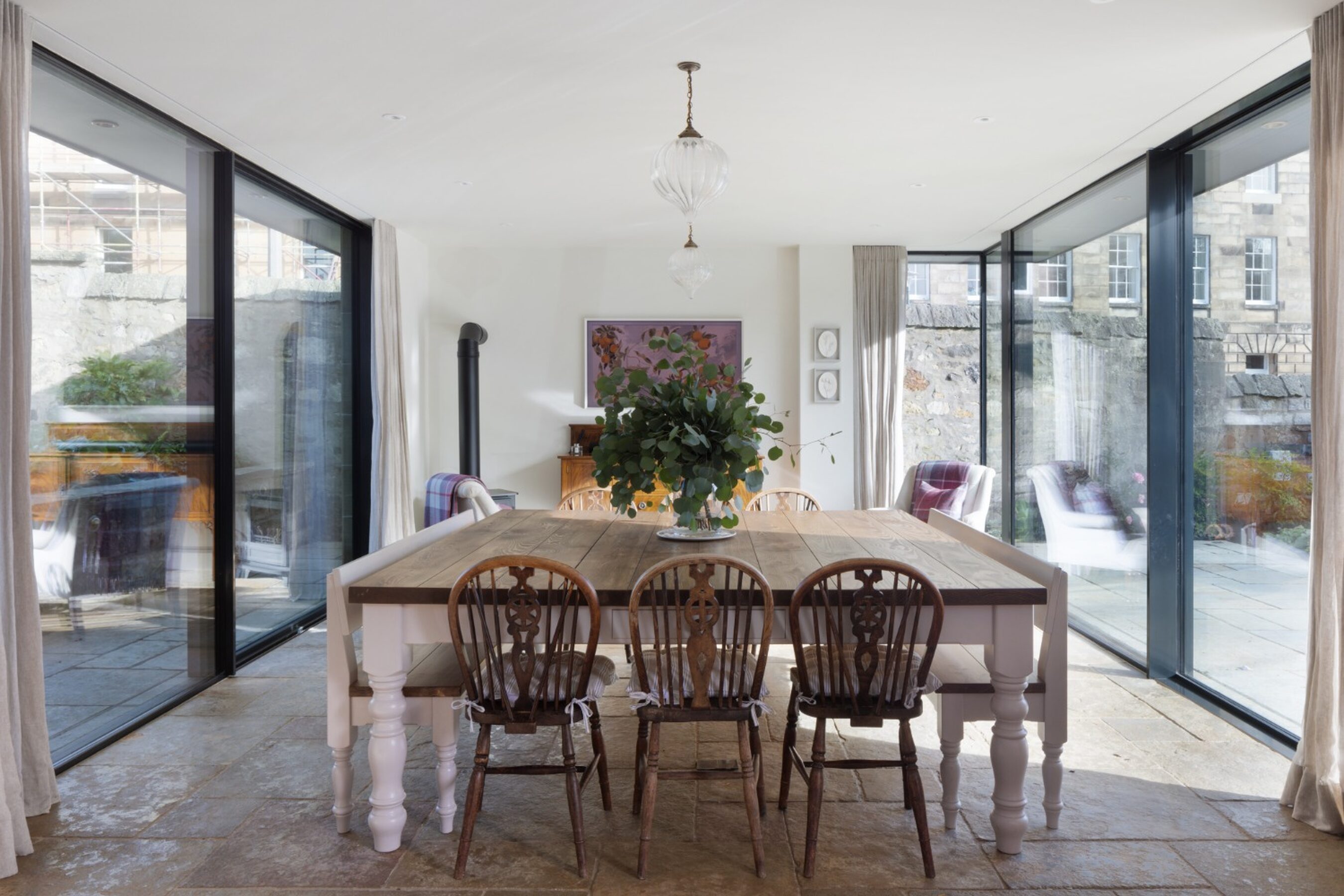 Kitchen Dining Extension | Triple Glazed Sliding Doors in Scotland | Edinburgh Georgian Villa